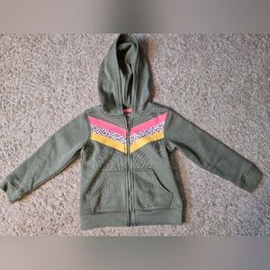 Kids Green Hoodie with Pink and Yellow Accents